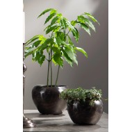 Zestaw 3 czarnych metalowych doniczek w połysku – styl loft, bez odpływu