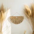 Dekoracja ścienna boho z trawy morskiej – półksiężyc, naturalny kolor