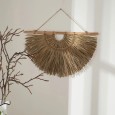 Dekoracja ścienna boho z trawy morskiej – półksiężyc, naturalny kolor