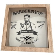 Drewniane pudełko barberskie z szybą 25 cm – organizer i dekoracja
