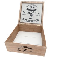 Drewniane pudełko barberskie z szybą 25 cm – organizer i dekoracja