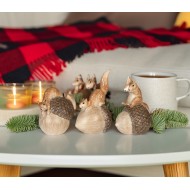 Jesienne figurki dekoracyjne wiewiórki na żołędziach – komplet 3 sztuki