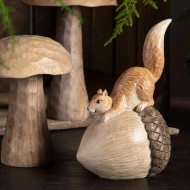 Jesienne figurki dekoracyjne wiewiórki na żołędziach – komplet 3 sztuki