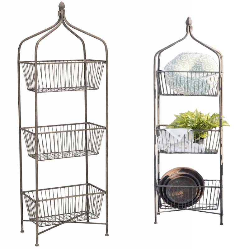 Regał metalowy z 3 koszami 135 cm – loftowy dodatek do wnętrz i ogrodu