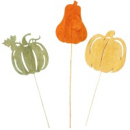 Jesienne ozdoby do doniczek dynie drewniane na patyku – komplet 3 sztuki