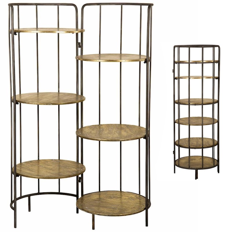 Regał metalowy składany 6 półek czarno-złoty