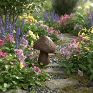 Figurka ogrodowa grzyb terakota brązowa mrozoodporna 20 cm