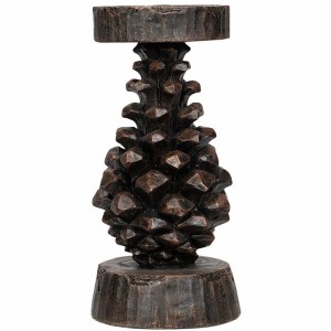 Świecznik szyszka brązowa 22 cm dekoracyjny na tealight i świece