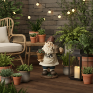 Figurka skrzat ogrodowy krasnal wodoodporny 32 cm dekoracja całoroczna