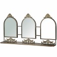 Lustro potrójne z półką metalowe stare złoto 73x39 cm dekoracyjne