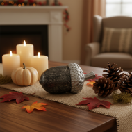 Figurka żołądź dekoracyjna srebrna 13 cm jesień i Boże Narodzenie