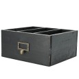 Drewniane pudełko organizer czarne z 3 przegrodami 26x24x12 cm