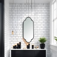 Lustro metalowe czarne loft w wyjątkowym kształcie 110x45 cm