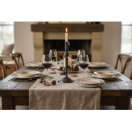 Świecznik kandelabr metalowy na jedną świecę postarzane srebro 33 cm