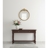 Lustro ścienne retro okrągłe złote zdobione 47 cm