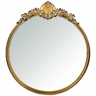 Lustro ścienne retro okrągłe złote zdobione 47 cm