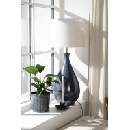 Lampa stołowa metalowa granatowa 60 cm E27 loft bez klosza dekoracyjna