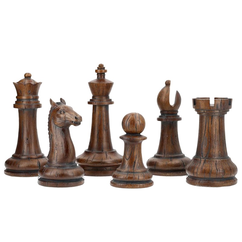 Dekoracyjne figurki szachowe imitacja drewna zestaw 6 szt.
