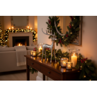 Figurka świąteczna renifer metalowy srebrny 28 cm