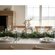 Figurka świąteczna renifer metalowy srebrny 28 cm