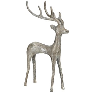 Figurka świąteczna renifer metalowy srebrny 28 cm