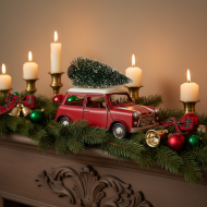 Figurka Świąteczna – Czerwone Auto z Choinką na Dachu
