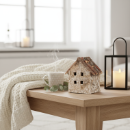 Figurka drewniana domek naturalny 16 cm