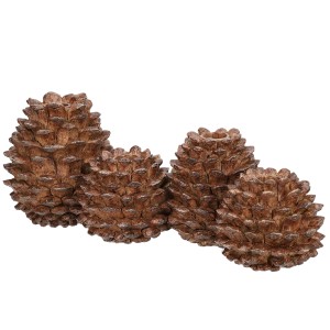 Świecznik dekoracyjny w kształcie szyszek na 4 świece brązowy 36 cm