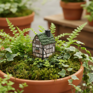 Ozdoba do doniczki domek na patyku 8 cm