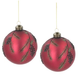 Bombki Świąteczne Czerwone 10cm Zestaw 2 szt. | Skandi.pl