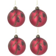 Bombki Świąteczne Czerwone 8cm Zestaw 4 szt. | Skandi.pl