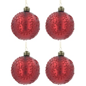 Bombki Świąteczne Czerwone 8cm Zestaw 4 szt. | Skandi.pl