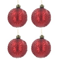 Bombki Świąteczne Czerwone 8cm Zestaw 4 szt. | Skandi.pl