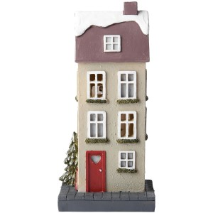 Figurka domek skandynawski LED świąteczna dekoracja szara