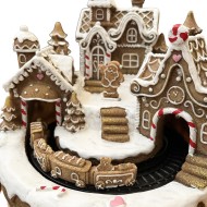 Figurka świąteczna duża wioska z piernika LED z ruchem i pociągiem