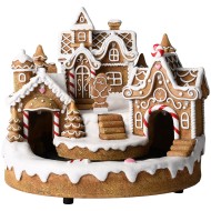 Figurka świąteczna duża wioska z piernika LED z ruchem i pociągiem