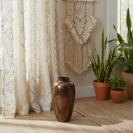 Podłogowy Metalowy Wazon w Stylu Loft - Rdzawy Brąz z Połyskiem