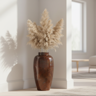 Podłogowy Metalowy Wazon w Stylu Loft - Rdzawy Brąz z Połyskiem