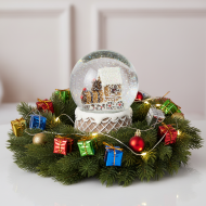 Kula śnieżna z piernikowym domkiem 13 cm dekoracja świąteczna szklana