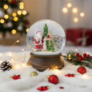 Kula śnieżna z Mikołajem i choinką 13 cm dekoracja świąteczna szklana