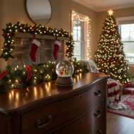 Kula śnieżna z Mikołajem i choinką 13 cm dekoracja świąteczna szklana