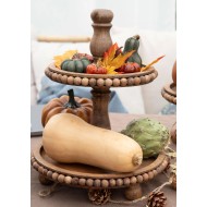 Patera drewniana dwupoziomowa z drewna mango 33 cm handmade