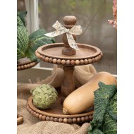 Patera drewniana dwupoziomowa z drewna mango 33 cm handmade