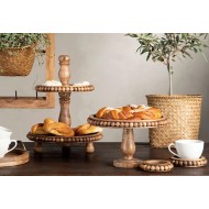 Patera drewniana dwupoziomowa z drewna mango 33 cm handmade