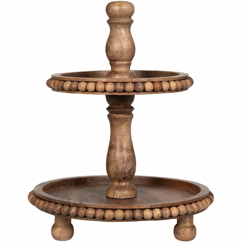 Patera drewniana dwupoziomowa z drewna mango 33 cm handmade