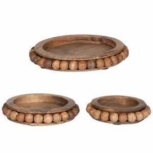 Zestaw 3 drewnianych podstawek z drewna mango handmade – naturalny kolor