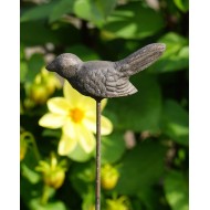 Metalowy ptak ozdoba ogrodowa do wbicia szary loft 90 cm