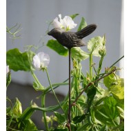 Metalowy ptak ozdoba ogrodowa do wbicia szary loft 90 cm