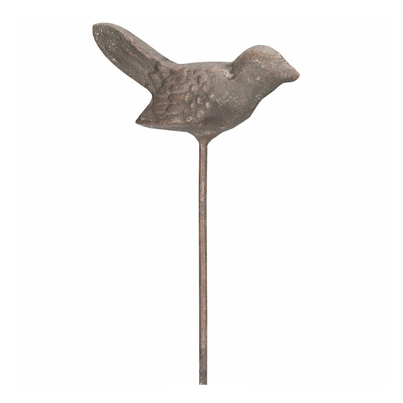 Metalowy ptak ozdoba ogrodowa do wbicia szary loft 90 cm