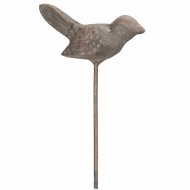 Metalowy ptak ozdoba ogrodowa do wbicia szary loft 90 cm